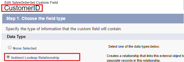 change the type of the CustomerId field from the external object