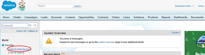 Connect to external data systems by creating an external data source in Salesforce