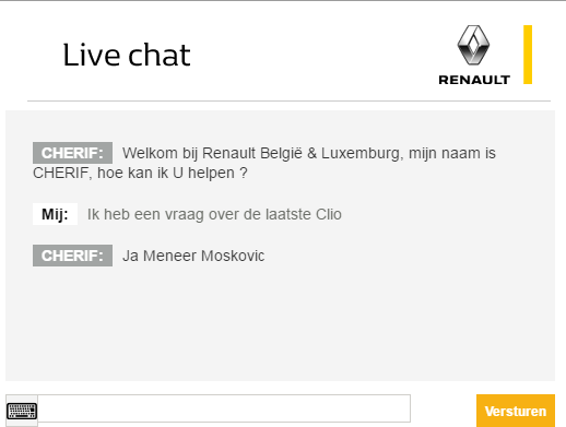 Live chat Renault in Dutch